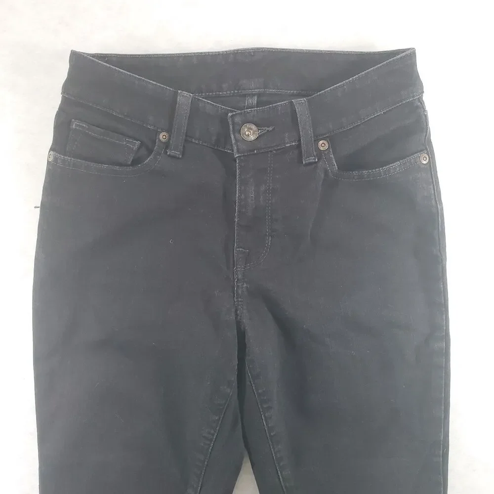 sz 2 L.L. Bean Favorite Fit Black Jeans Denim Women's Stretch 27x30 Beanflex